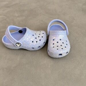 Sparkly purple toddler crocs